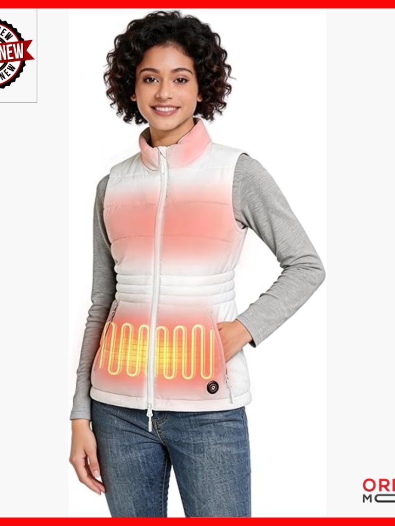 Heated Puffer Vest With Rechargeable Battery, Waist-Defining Fit, Lightweight